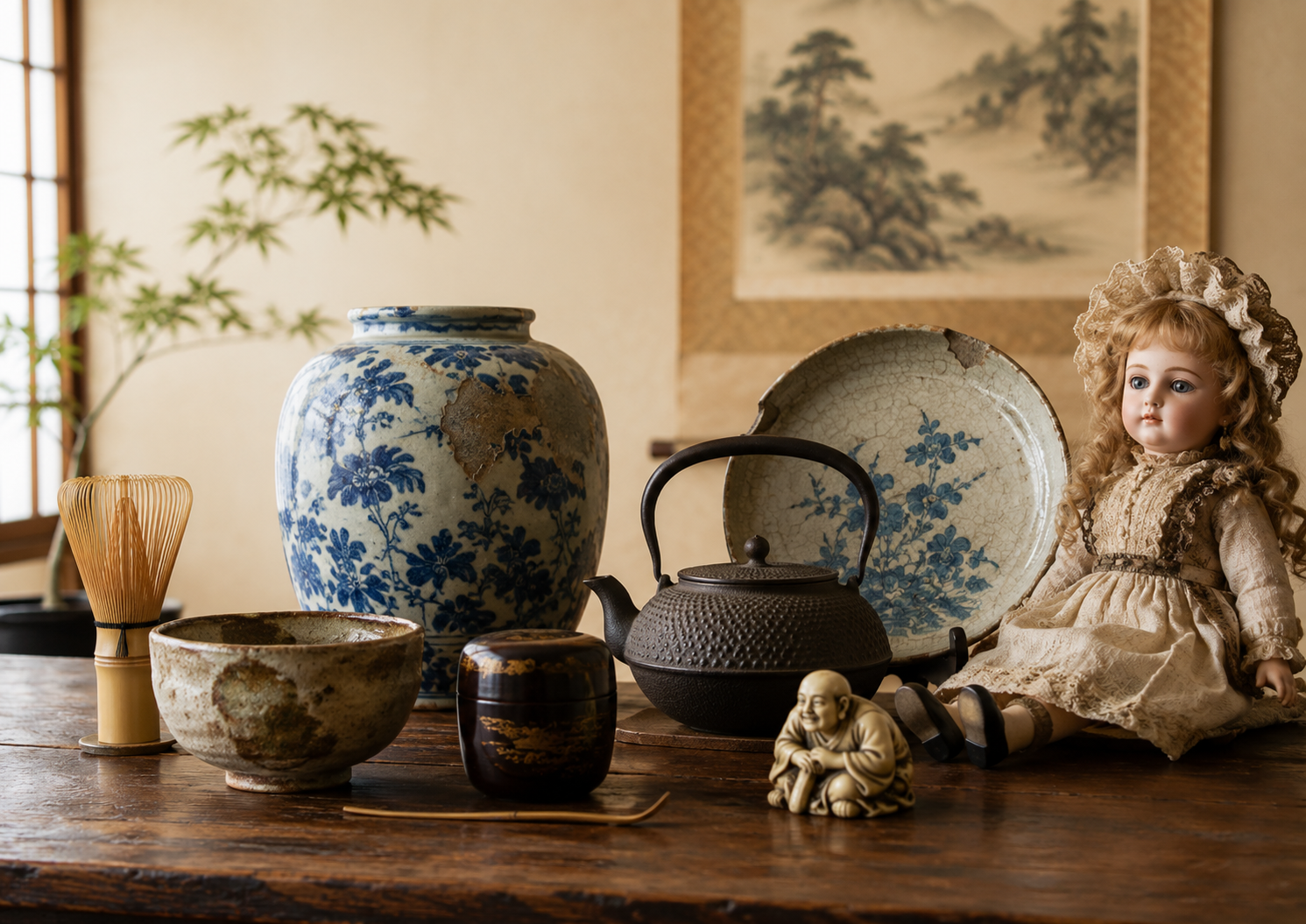 骨董　陶器類、掛軸など不用品などありましたら、買い取りさせていただきます。物によります。 札幌市】骨董品買取｜茶道具・掛け軸・象牙・ビスクドール、状態が悪く